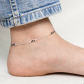 Silver Anklet with Dual Black & White Beads