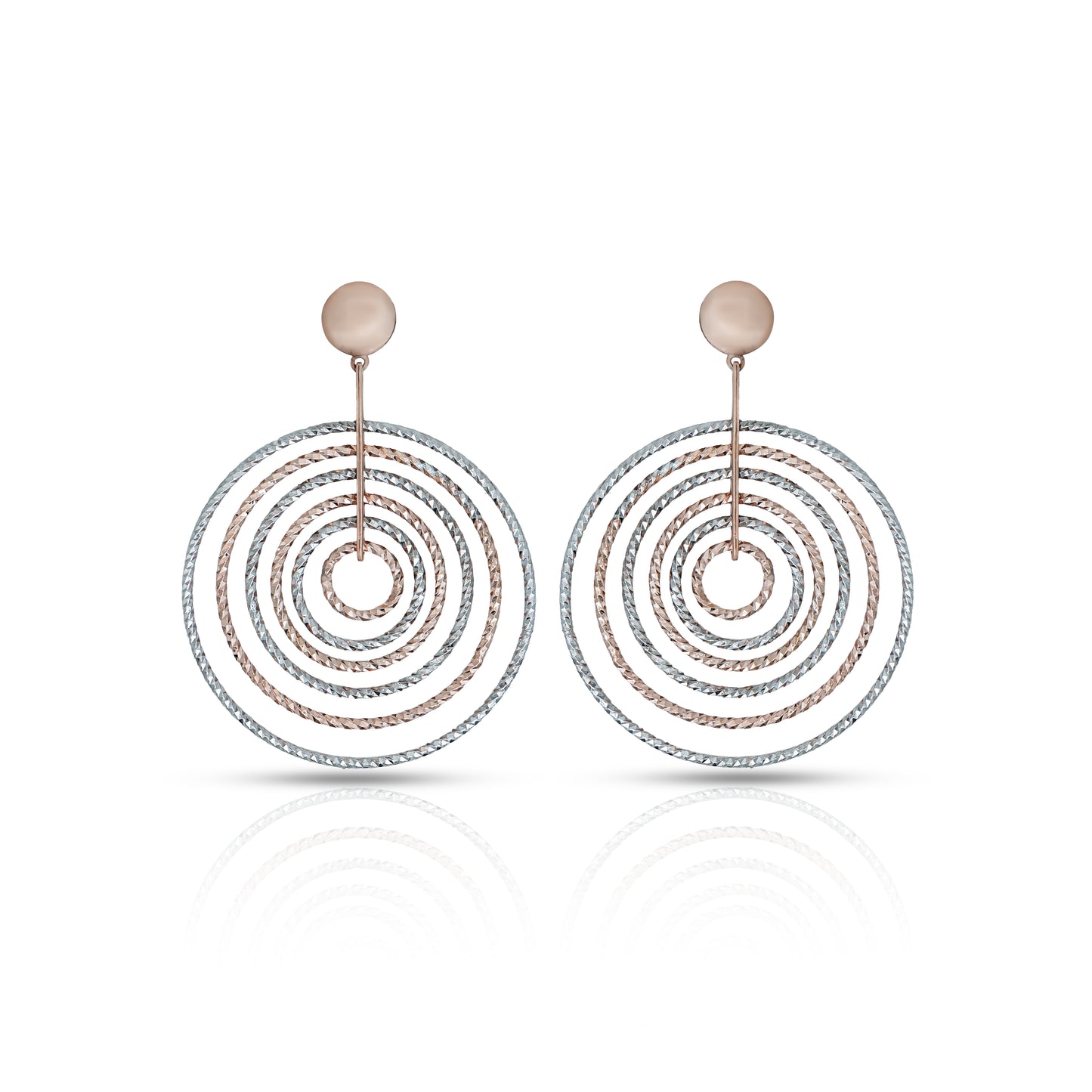 Minimalist multi-ring silver drop earrings