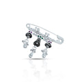 Bell design silver saree pin with ghungroo and stones