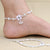 Silver Flower Design Anklet with Ghungroo and Stones