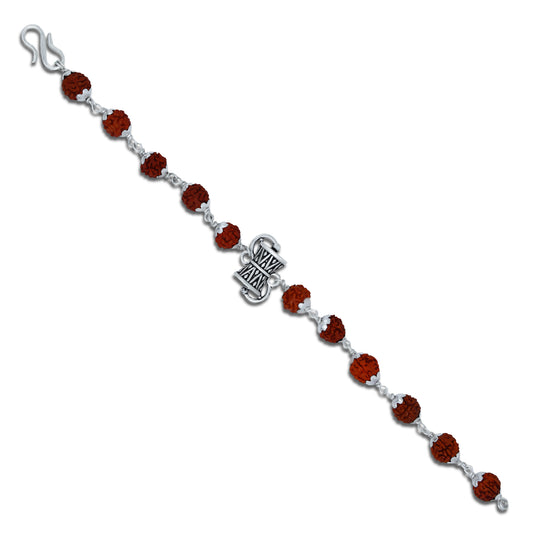 Rudraksha Silver Shiva Damru Bracelet (1)