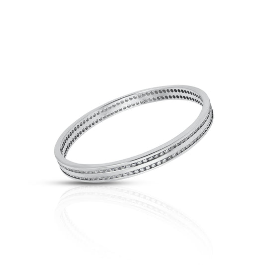 Silver bangles with white stones for girls