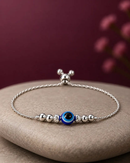 Silver Finish Evil Eye Bracelet for Girls & Women