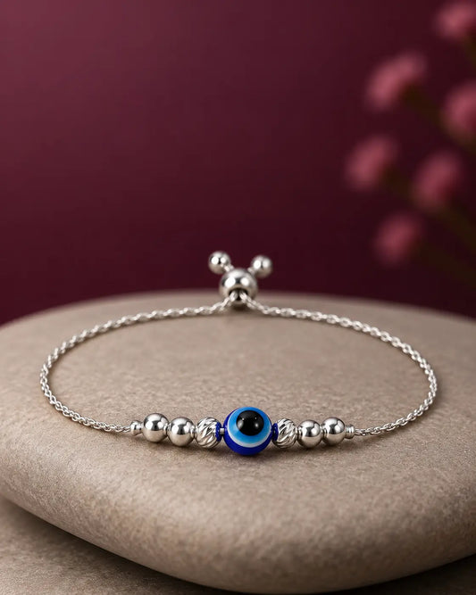 Silver Finish Evil Eye Bracelet for Girls & Women