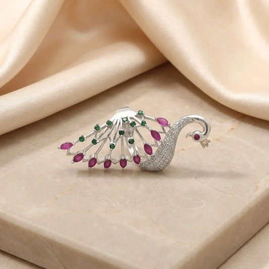 Silver Beauty Of Peacock Girls Ring