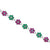 Elegant silver anklet for girls adorned with green and purple gem-stone floral accents