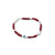 Trendy silver bracelet adorned with red beads and a bold evil eye motif