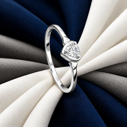 Silver Heart Solitaire Ring for Women