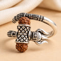 Mahadev Trishul Rudraksha Silver Spiral Ring