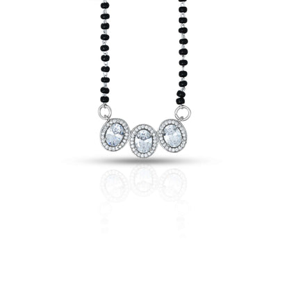 Buy Dazzling Triple CZ Stone 925 Silver Design Mangalsutra @ ₹2499