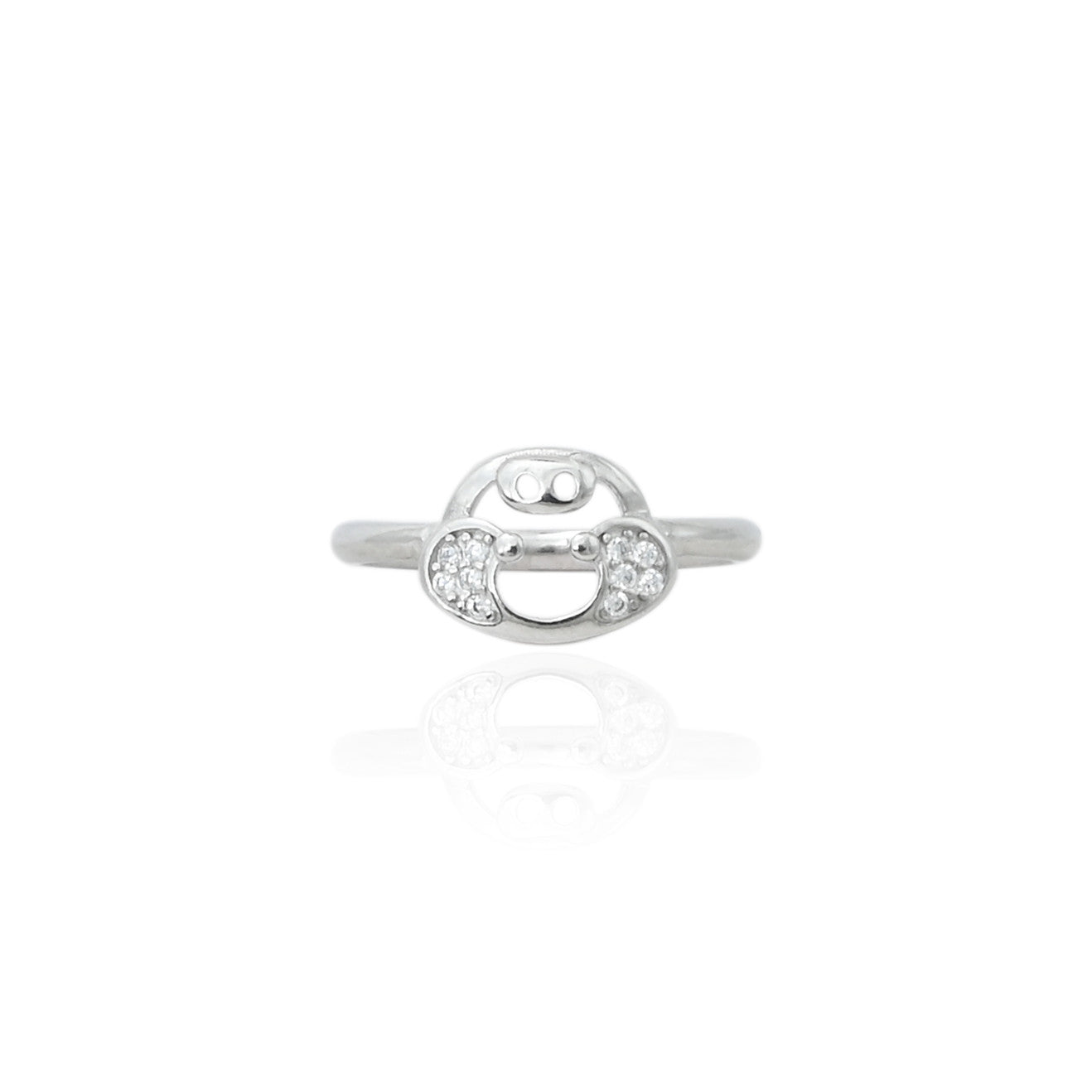 Silver solitaire ring for babies, featuring a graceful design with a single gemstone.