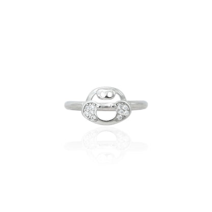 Silver solitaire ring for babies, featuring a graceful design with a single gemstone.