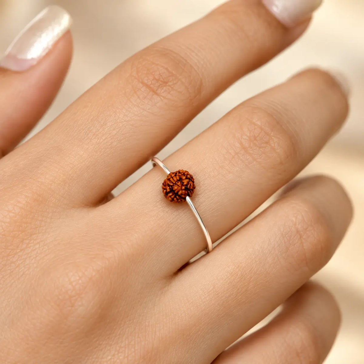 Silver Rudraksha Girls Ring