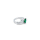 Silver ring with a vibrant emerald in the shape of a heart, symbolizing love