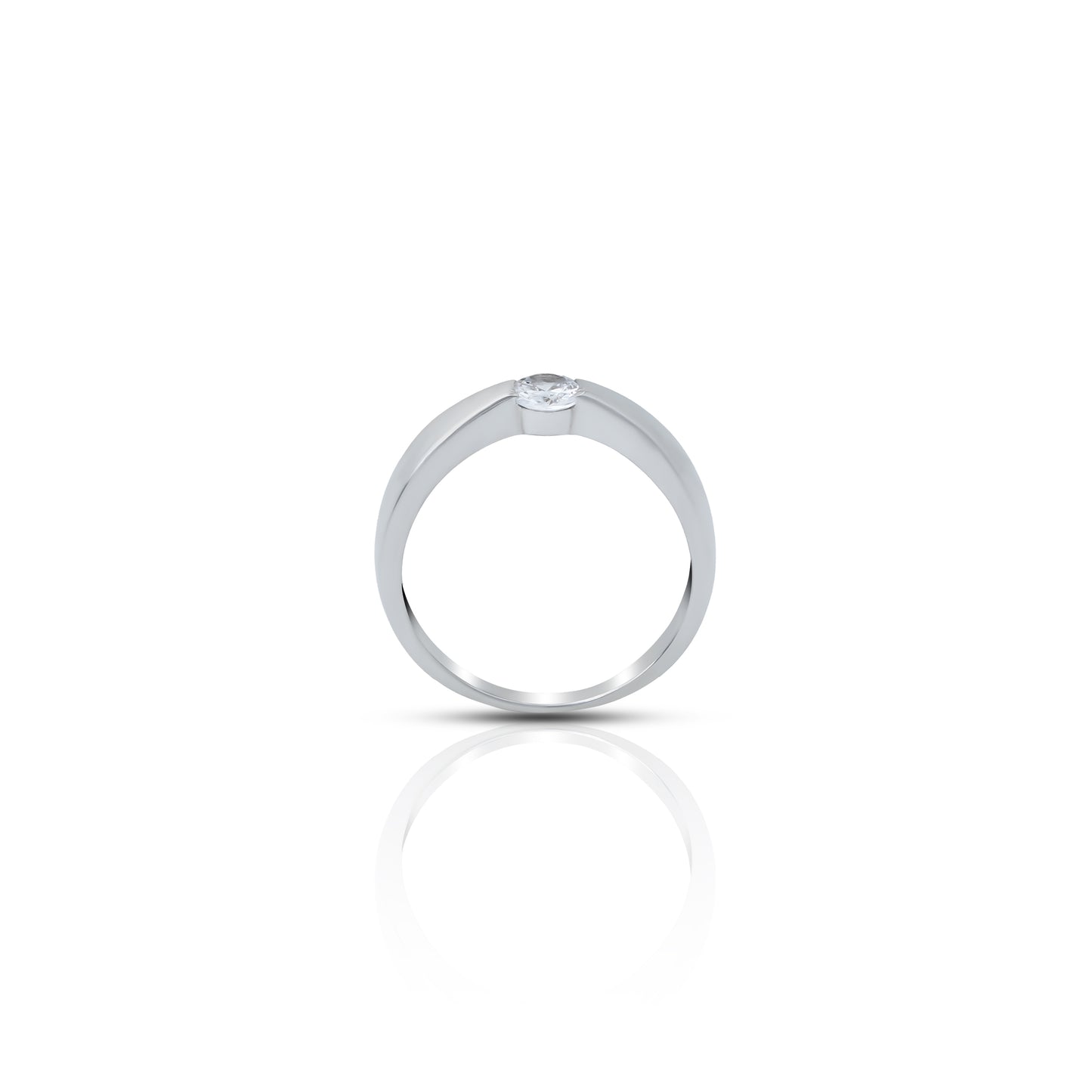 Charming sterling silver ring with a dazzling round American diamond.