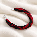 Handcrafted Red & Black Sacred Thread Silver Bracelet