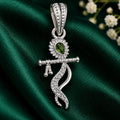 Silver Lord Krishna Flute Pendant With Stone for Men & Women