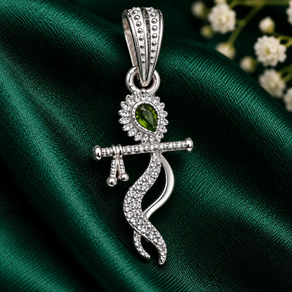 Silver Lord Krishna Flute Pendant With Stone for Men & Women
