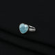 Silver Sky Blue Heart Gemstone Girls Ring