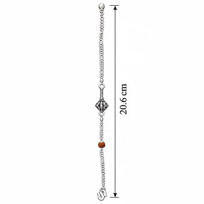 Hanuman Ji Ki Ghota Silver Bracelet with Rudraksha Bead
