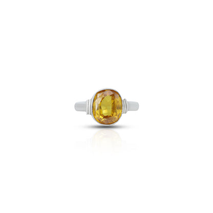 Elegant sterling silver ring with yellow sapphire.