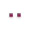 Sqaure Pink Stone Silver Stud Earrings