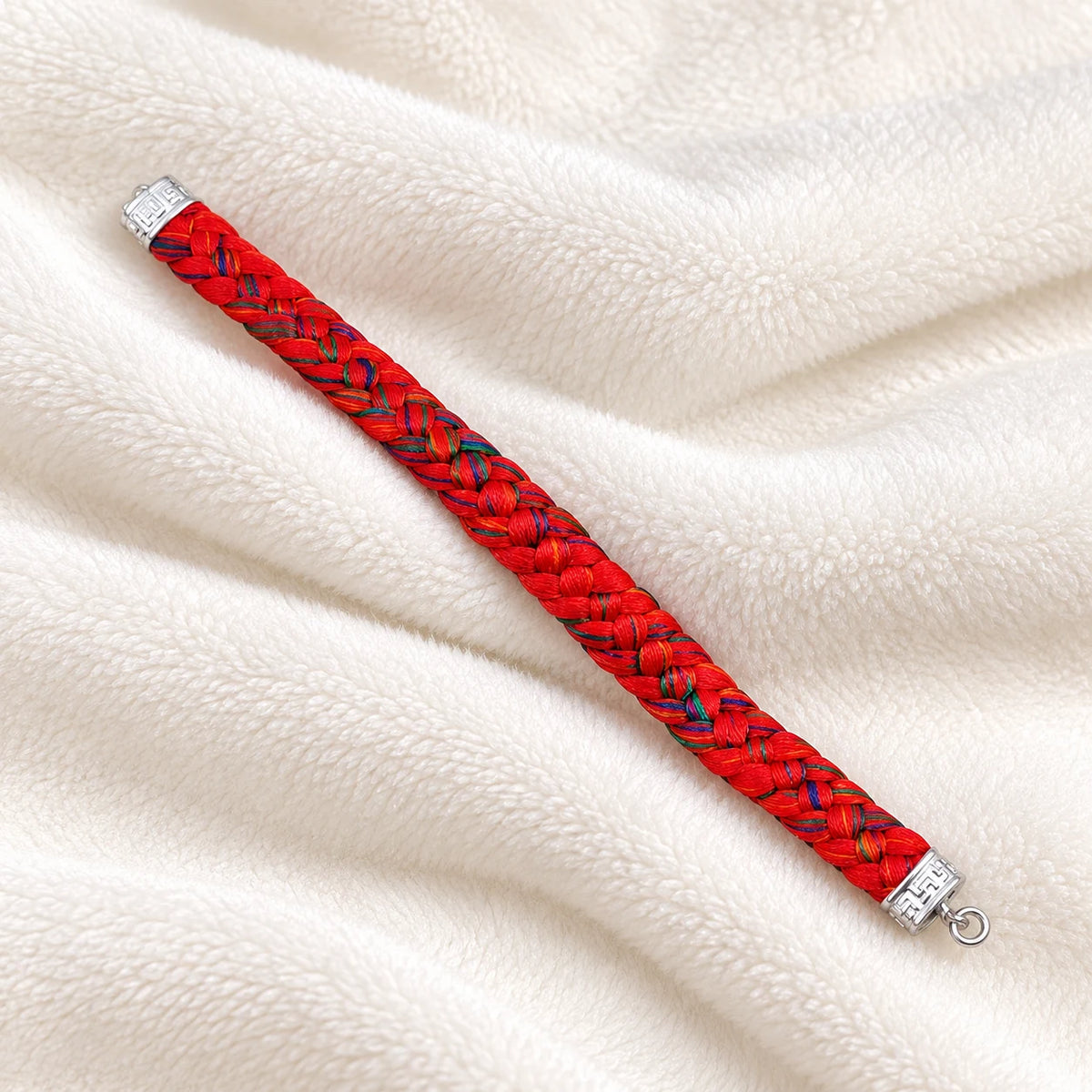 Silver Royal Red Knitted Kalava Moli Bracelet
