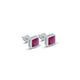 Elegant square-shaped pink stone silver studs