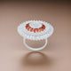 Silver Little Orange Gem Stone Flower Design Ring for Girls