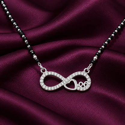 Infinite Heart Love Engraving Silver Mangalsutra