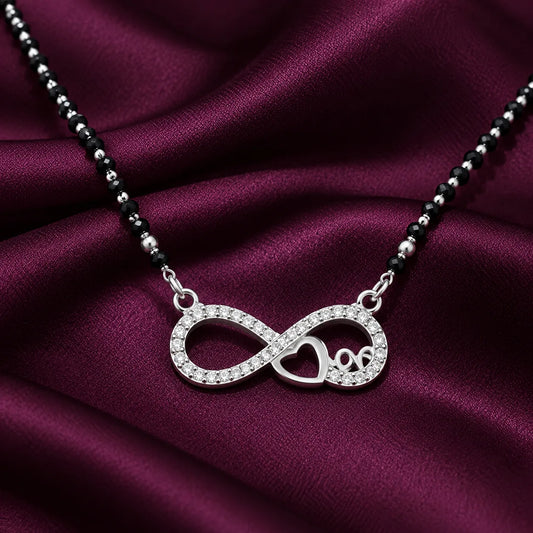 Infinite Heart Love Engraving Silver Mangalsutra