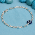 Intricately Designed Evil Eye Charm Bracelet in Sterling Silver for Women