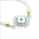 Stylish silver bracelet adorned with a symbolic evil eye charm