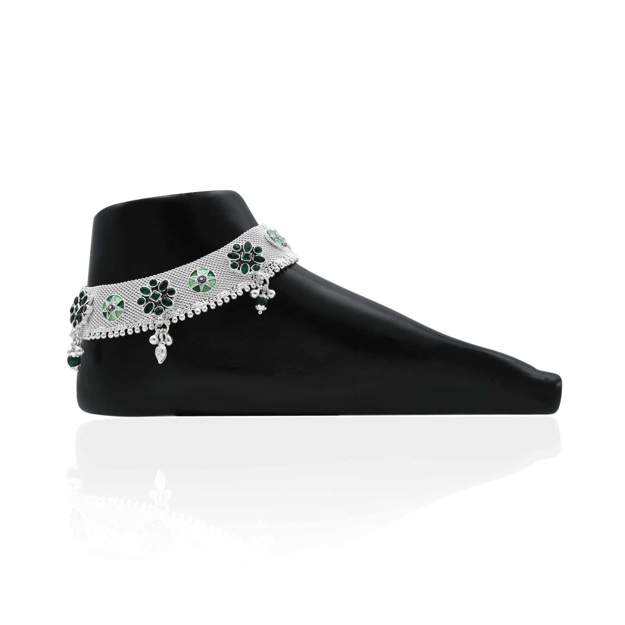 Buy Luxury Floral Design Silver Pajeb for Women 33599 Only Khushbu Jewellers