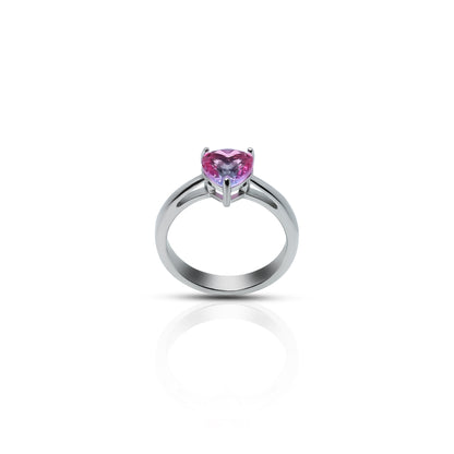 Elegant Sterling Silver Ring Featuring a Purple Heart Shaped Gemstone for Her