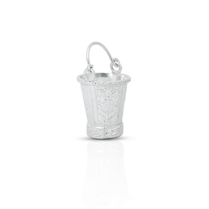 Silver mini Holi bucket for Little Krishna, adorned with intricate details