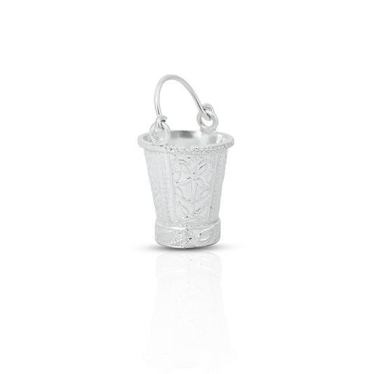 Silver mini Holi bucket for Little Krishna, adorned with intricate details