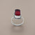Sterling Silver Vintage Design with Rectangle Shape Red Gem Stone Ring for Girls