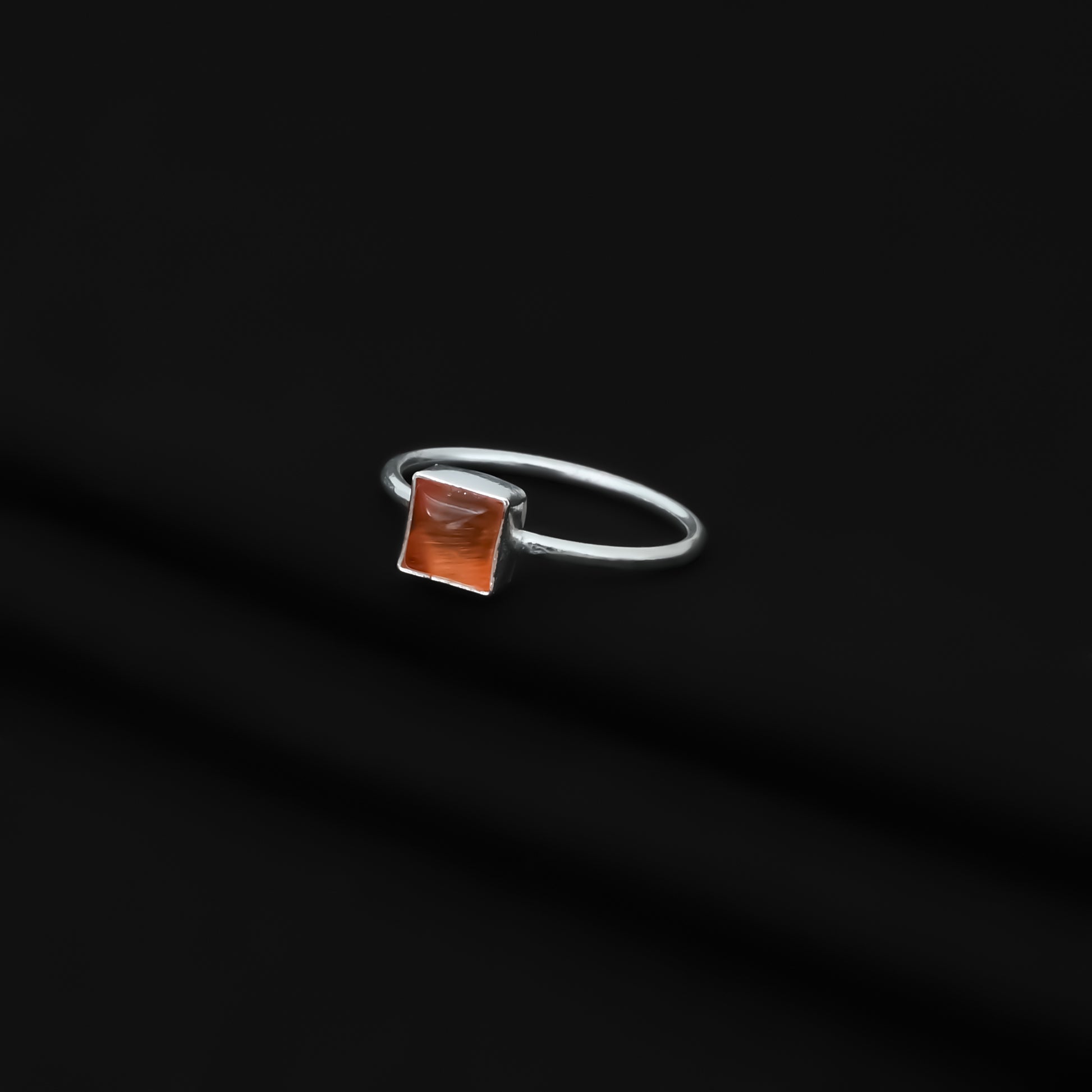 Girls' Sterling Silver Ring with Orange Smoky Gemstone Accent