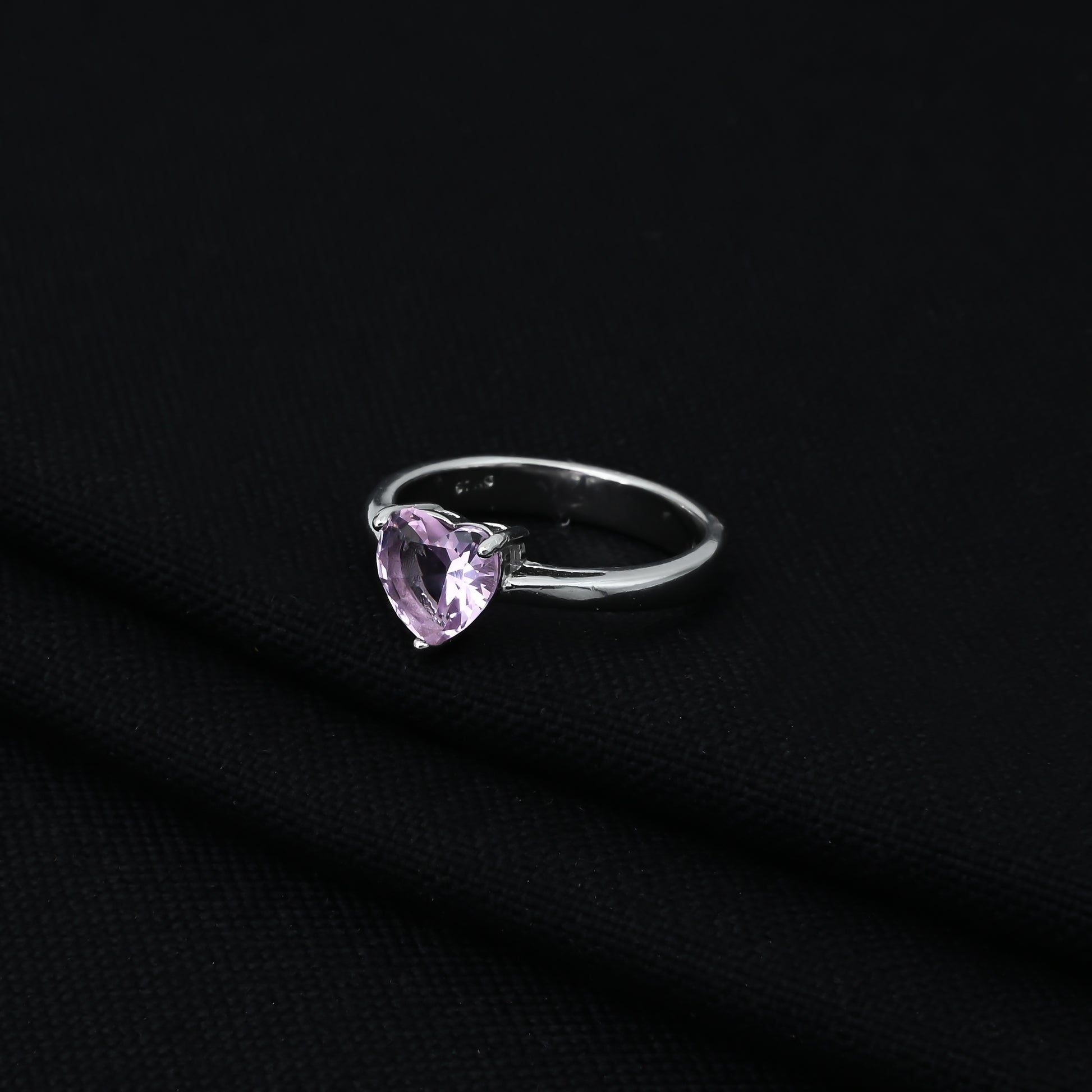 Girls' Sterling Silver Ring Featuring a Light Purple Heart Cut Gemstone