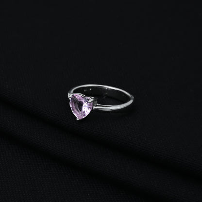 Girls' Sterling Silver Ring Featuring a Light Purple Heart Cut Gemstone