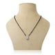 A Stunning White Gemstone Silver Mangalsutra Adorned with Black Beads