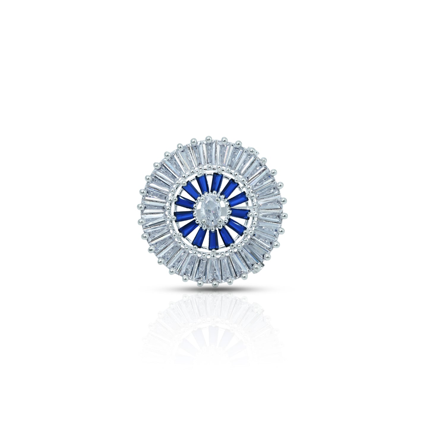 Stylish silver ring adorned with striking blue stones, designed for girls