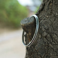 Bold Silver Kada with Black Strip Design