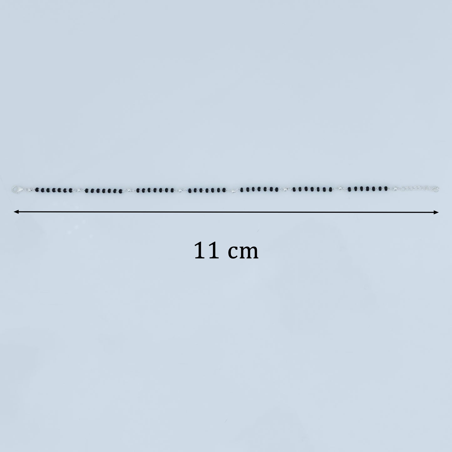 Classic Silver Anklet with Burst Black & White Beads