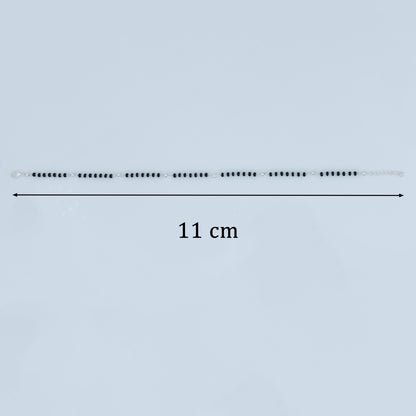 Classic Silver Anklet with Burst Black & White Beads