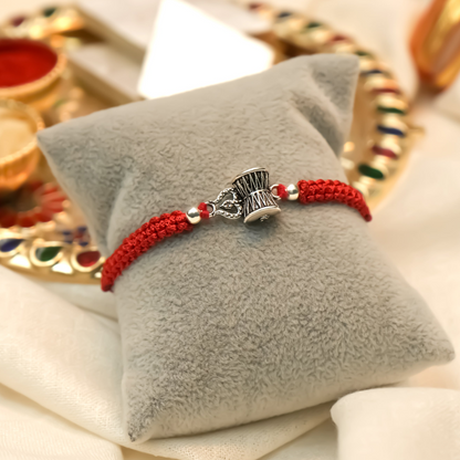 Lord Shiva Trishul Damru Silver Rakhi