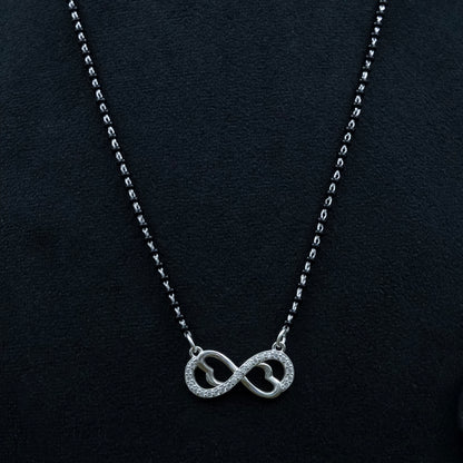 Infinity Love Black Beads Silver Mangalsutra
