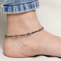 Elegant Silver Black Beads Anklet for Women & Girls