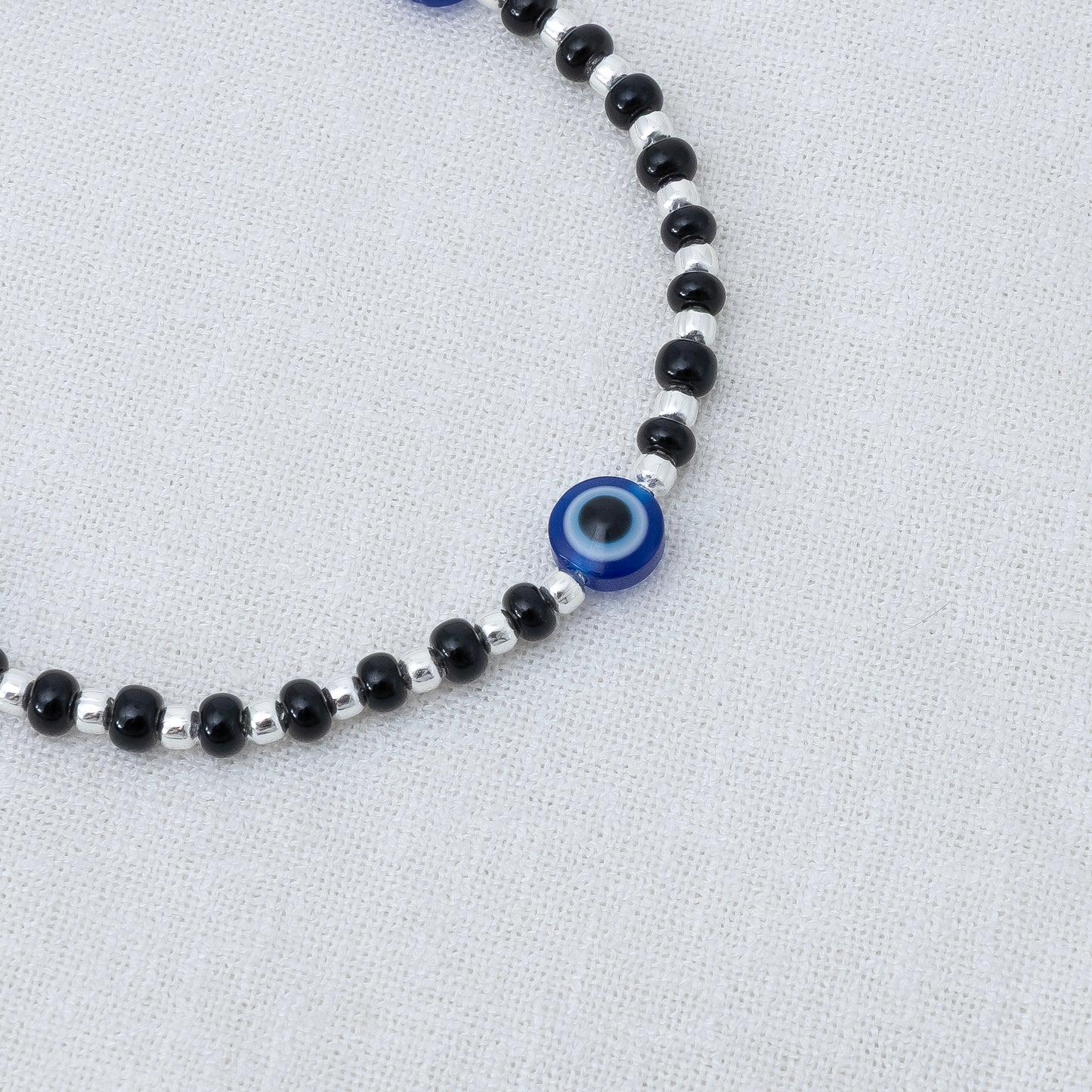 Blue Aura Evil Eye Silver Anklet